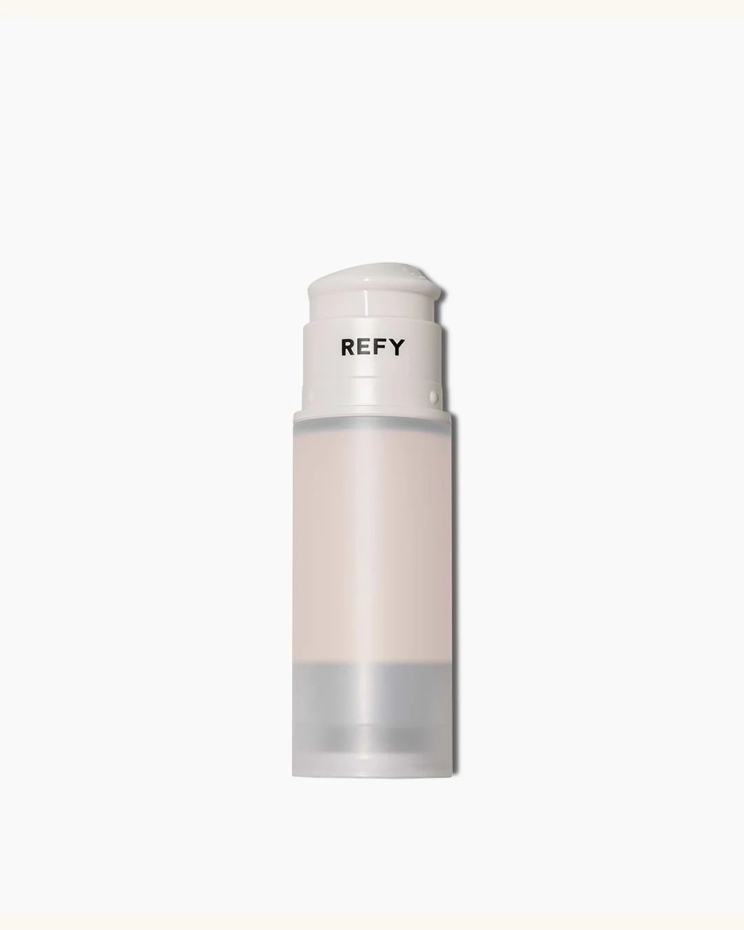 A clean white Refy pump bottle on an off-white backdrop